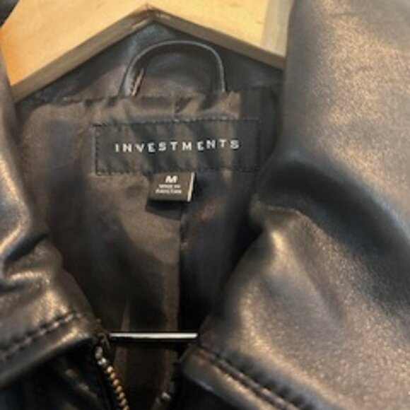 Women's Leather Jacket Black Brand: Investments Med. Shell: Genuine Lamb Leather - Picture 4 of 6